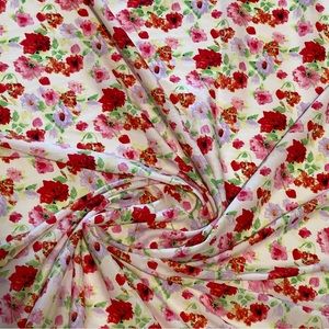 Poly Print Multicolor Floral Satin Fabric
